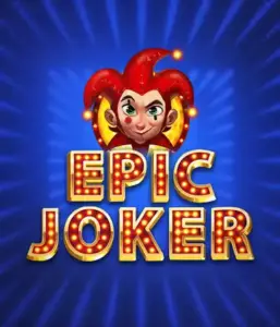 Enter the colorful world of the Epic Joker game by Relax Gaming, showcasing a cheerful joker with a vivid hairstyle against a dazzling blue background. This image portrays the light-hearted spirit of classic slots, great for fans of classic casino aesthetics, delivering a delightful play experience.