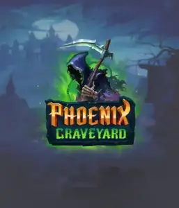 ELK Studios' Phoenix Graveyard game screen, showcasing the mystical graveyard and the legendary phoenix rising from the ashes. Displayed in this image is the slot's innovative expanding reels, alongside its gorgeous symbols and supernatural theme. The design reflects the game's mythological story of resurrection, attractive for those interested in mythology.