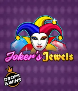 Discover the playful charm of Joker's Jewels slot by Pragmatic Play, showcasing a captivating joker's mask decorated with a vivid jester hat. This graphic evokes the fun and excitement of casino gaming, set against a lavender background. Ideal for those who love classic slot games, promising a delightful play experience. 