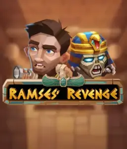 Uncover the ancient world of Ramses' Revenge slot by Relax Gaming, showcasing a frightened explorer and a fierce mummy amid an Egyptian tomb backdrop. This image captures the drama of ancient Egyptian myths, great for fans of Egyptian-themed slots, delivering a gripping escape. 